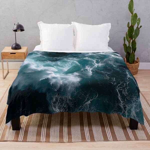 Item preview, Aerial Ocean Waves Dark Teal Whitewater Seen From Directly Above designed and sold by Nine Lives Studio.