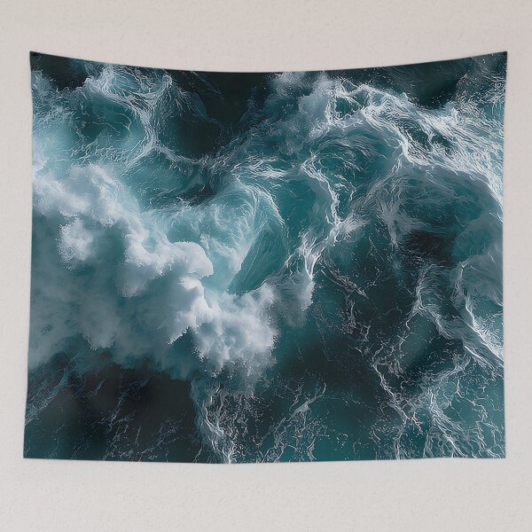 Item preview, Aerial Ocean Waves Dark Teal Whitewater Seen From Directly Above designed and sold by Nine Lives Studio.