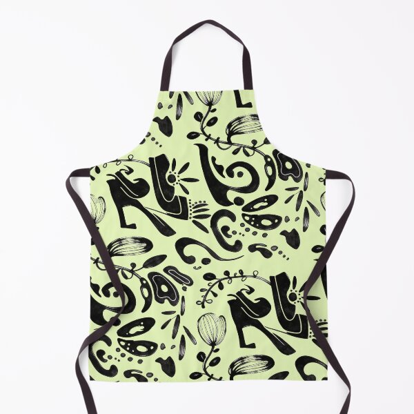 Item preview, Pastel Lemon Yellow Black Ink Folk Floral Pattern designed and sold by wissal.studio.