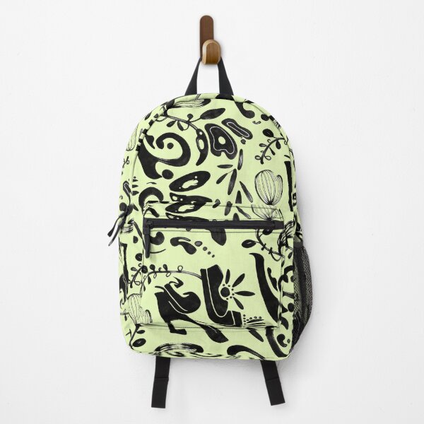 Item preview, Pastel Lemon Yellow Black Ink Folk Floral Pattern designed and sold by wissal.studio.