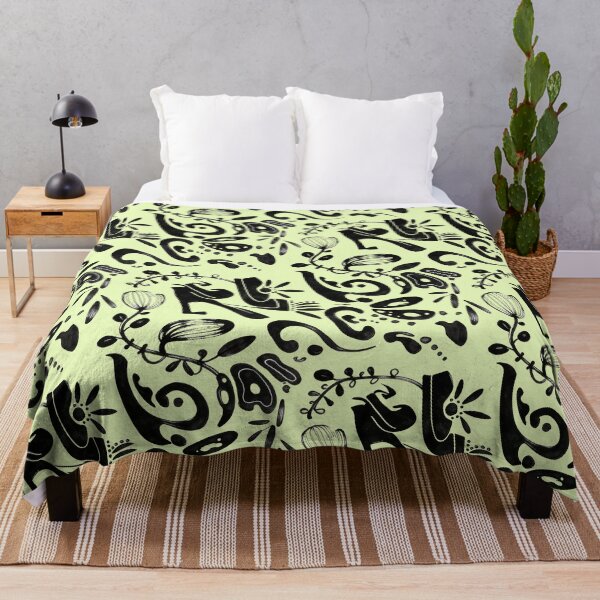 Item preview, Pastel Lemon Yellow Black Ink Folk Floral Pattern designed and sold by wissal.studio.