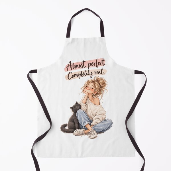 Item preview, Almost Perfect Completely Real | Cozy Girl with Black Cat Watercolor Illustration | Self Love Cat Mom Gift designed and sold by NUVYStudio.