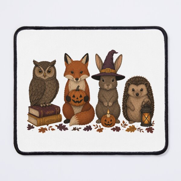 Item preview, Cute Woodland Animals Halloween Spooky Forest Grid designed and sold by ElcastDesigns.