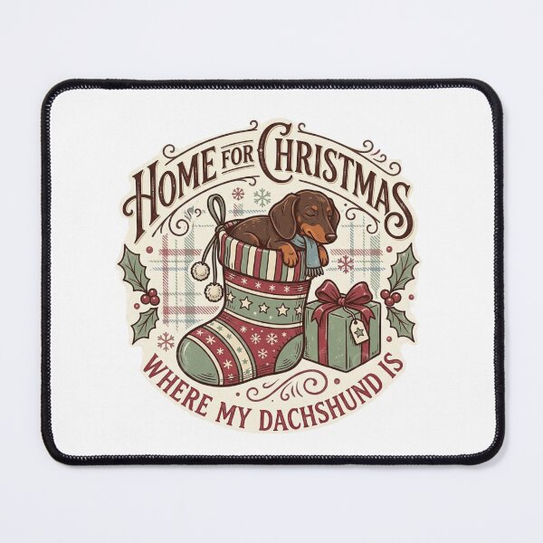 Item preview, Home for Christmas Where My Dachshund Is Vintage Wiener Dog Stocking designed and sold by raedattia.