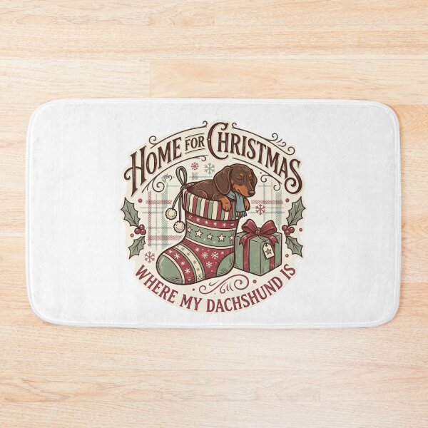 Item preview, Home for Christmas Where My Dachshund Is Vintage Wiener Dog Stocking designed and sold by raedattia.
