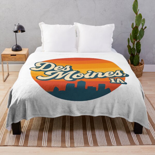Item preview, Des Moines IA Iowa Retro Skyline Sunset Vintage Badge designed and sold by CityMerch4.