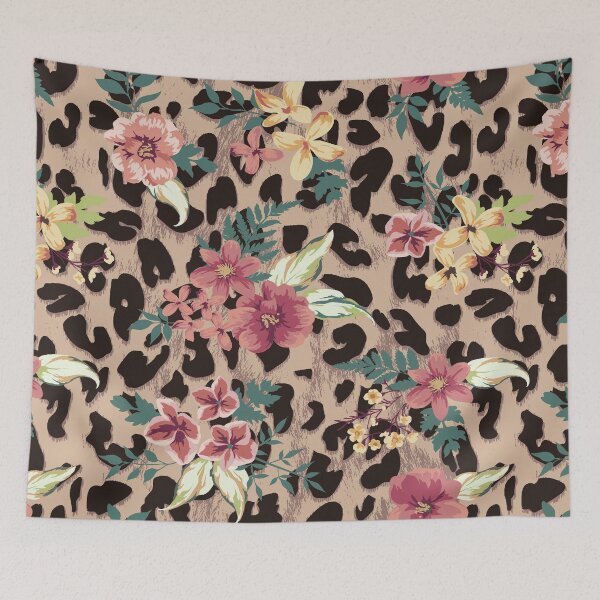 Item preview, Vintage Pink Floral Leopard Pattern designed and sold by Johnnies.