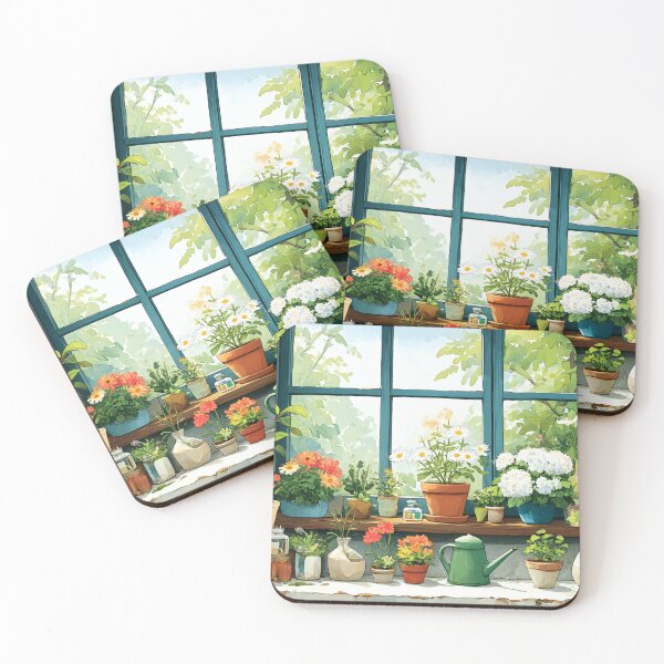 Item preview, Cozy Botanical Window – Sunlit Kitchen Garden Corner (Anime Cottagecore Aesthetic) designed and sold by Whimsical Wayfarer.