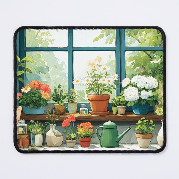 Item preview, Cozy Botanical Window – Sunlit Kitchen Garden Corner (Anime Cottagecore Aesthetic) designed and sold by Whimsical Wayfarer.