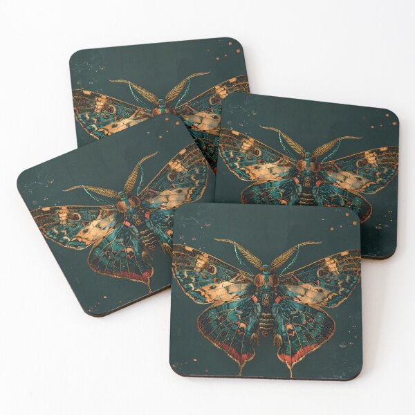 Item preview, Detailed moth with gold accents – Gothic Botanical Art designed and sold by Artdavesalzburg.