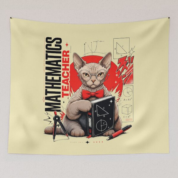Item preview, Mathematics Teacher Sphynx Cat Geometry Calculus Manga Graphic T-Shirt | Funny Math Professor Cat STEM Teacher Gift designed and sold by illeN-Art-World.