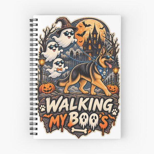 Item preview, Walking My Boo's German Shepherd Halloween Shirt Funny Ghost Dog Shirt designed and sold by KnrNazimTHRE4DS.