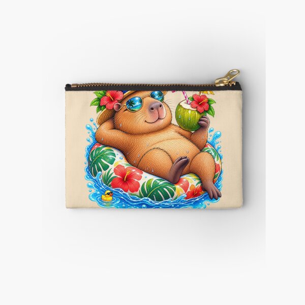 Item preview, Tropical Chill Capybara – Summer Vacation Coconut Drink & Pool Float designed and sold by HOUSE OF TIST.