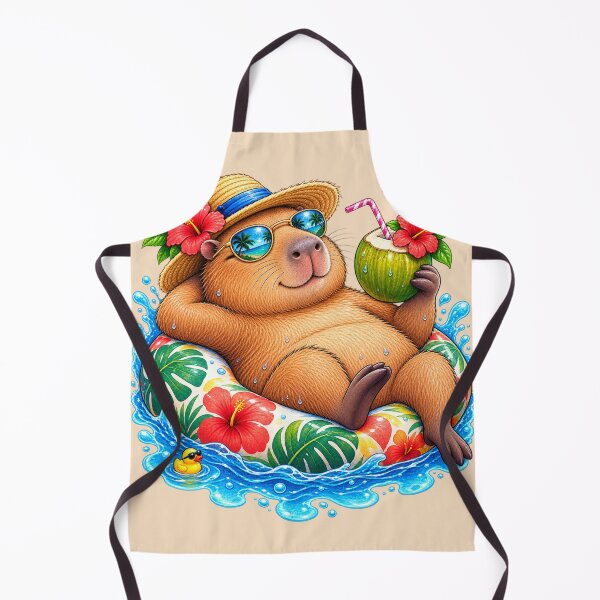 Item preview, Tropical Chill Capybara – Summer Vacation Coconut Drink & Pool Float designed and sold by HOUSE OF TIST.