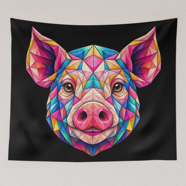 Item preview, Colorful Geometric Pig Portrait: Vibrant Low Poly Animal Art for Nature and Farm Lovers designed and sold by Geometric Art..