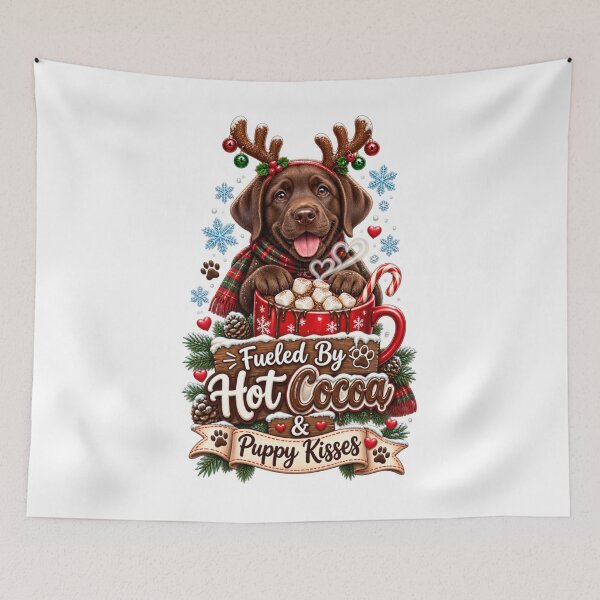 Item preview, Fueled By Hot Cocoa And Puppy Kisses Chocolate Lab Christmas Shirt designed and sold by KnrNazimTHRE4DS.