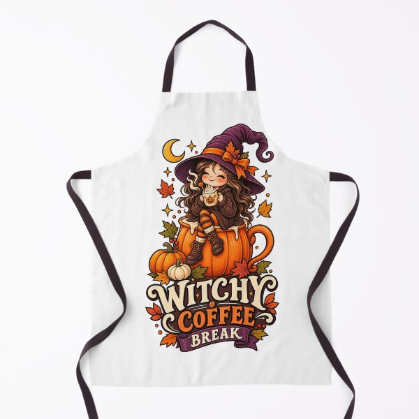 Item preview, Witchy Coffee Break Halloween Pumpkin Witch designed and sold by Dreamy Ocean Art.