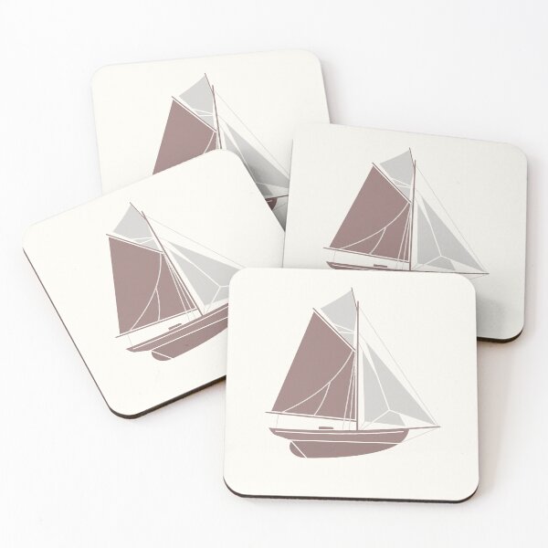 Item preview, Minimalist Sailboat Vintage Boat Neutral Coastal Illustration designed and sold by KiwiRider.