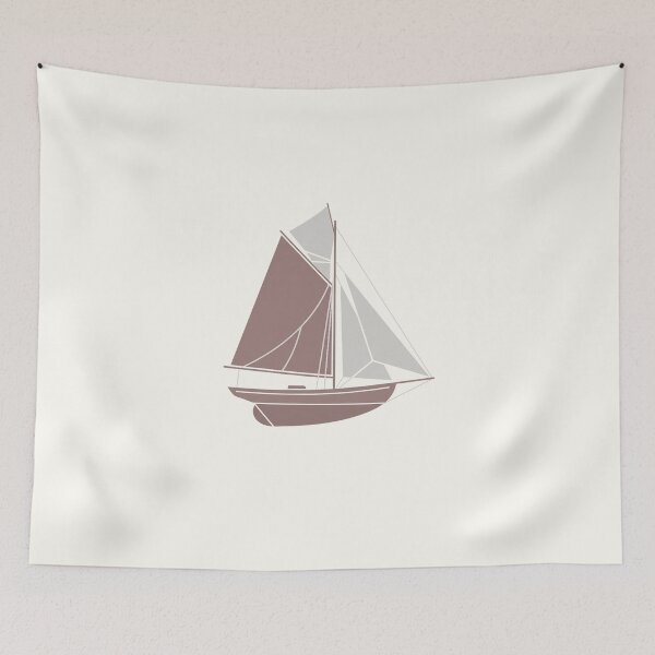 Item preview, Minimalist Sailboat Vintage Boat Neutral Coastal Illustration designed and sold by KiwiRider.