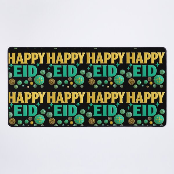 Item preview, "Happy Eid" 3D Gold & Teal Contemporary Celebration (V.2) designed and sold by D-Islamic.