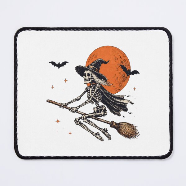 Item preview, Skeleton Witch Flying Broomstick Retro Halloween Full Moon designed and sold by MAPDDesigns.