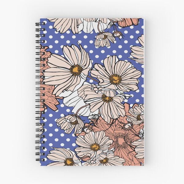 Item preview, Vintage Daisy Floral Pattern on Blue Polka Dot Background designed and sold by Johnnies.