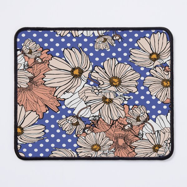 Item preview, Vintage Daisy Floral Pattern on Blue Polka Dot Background designed and sold by Johnnies.