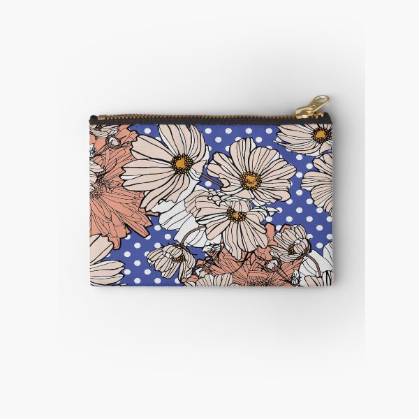 Item preview, Vintage Daisy Floral Pattern on Blue Polka Dot Background designed and sold by Johnnies.