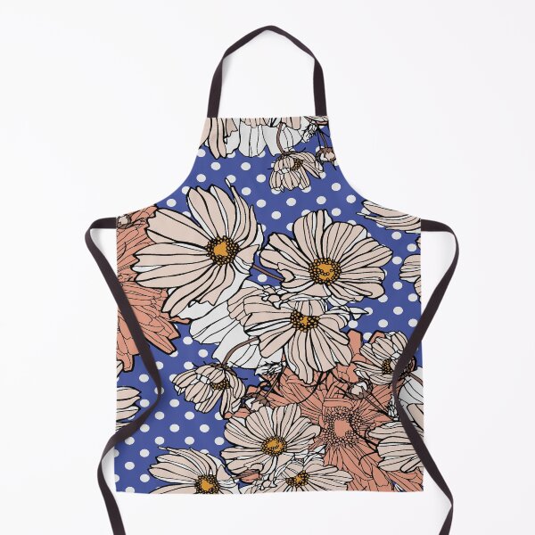 Item preview, Vintage Daisy Floral Pattern on Blue Polka Dot Background designed and sold by Johnnies.