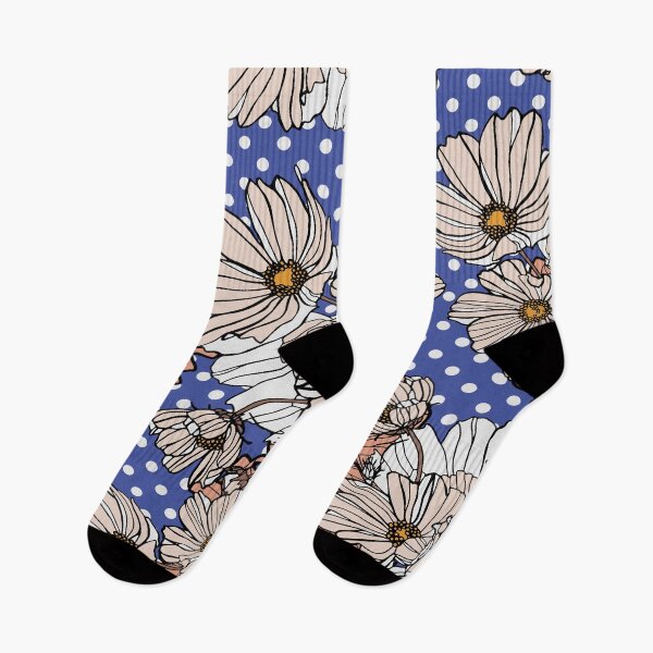Item preview, Vintage Daisy Floral Pattern on Blue Polka Dot Background designed and sold by Johnnies.
