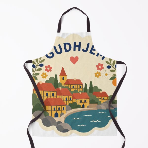 Item preview, Gudhjem Denmark Travel Souvenir Modern Folk Art designed and sold by VisualArtsOasis.