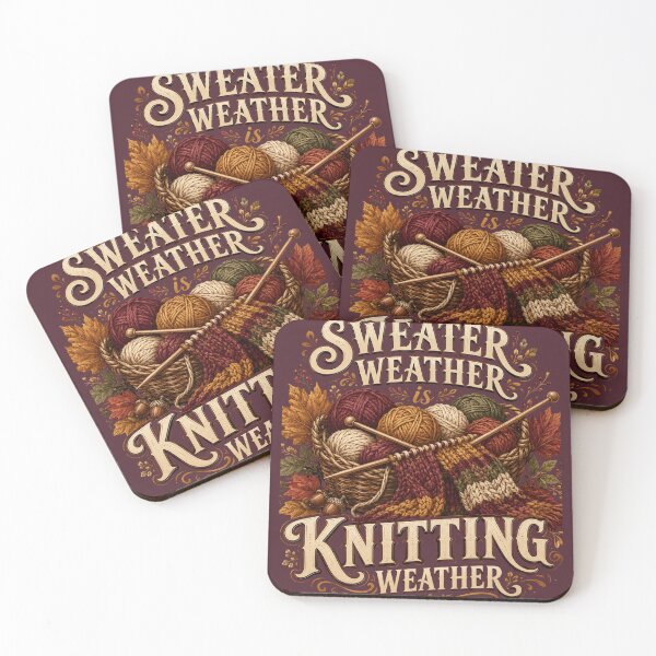 Item preview, Sweater Weather Is Knitting Weather – Cozy Fall Knitter Design designed and sold by astersgraphics.