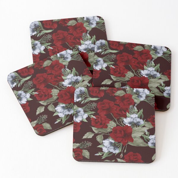 Item preview, Vintage Red Roses and White Flowers Floral Pattern designed and sold by Johnnies.