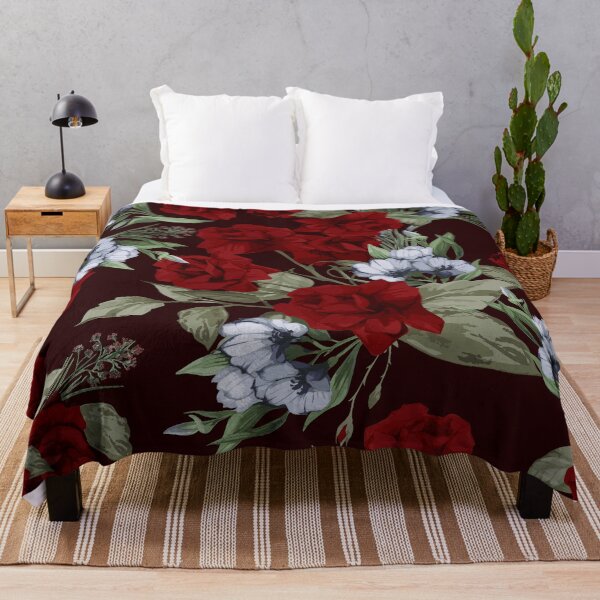 Item preview, Vintage Red Roses and White Flowers Floral Pattern designed and sold by Johnnies.