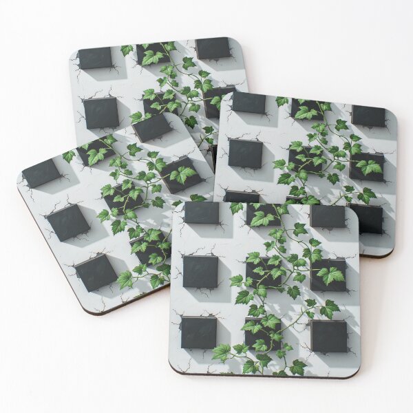 Item preview, Green ivy grows on black square tiles designed and sold by Mianku | Für das Leben.