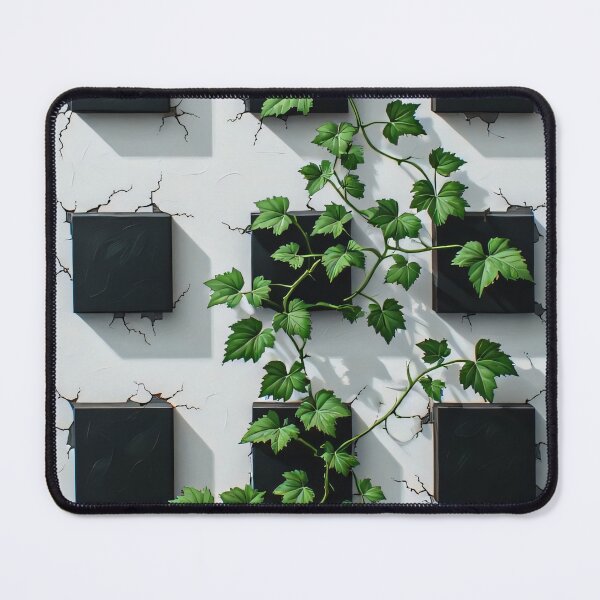Item preview, Green ivy grows on black square tiles designed and sold by Mianku | Für das Leben.