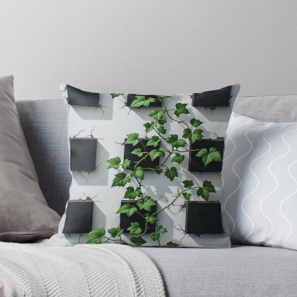 Item preview, Green ivy grows on black square tiles designed and sold by Mianku | Für das Leben.