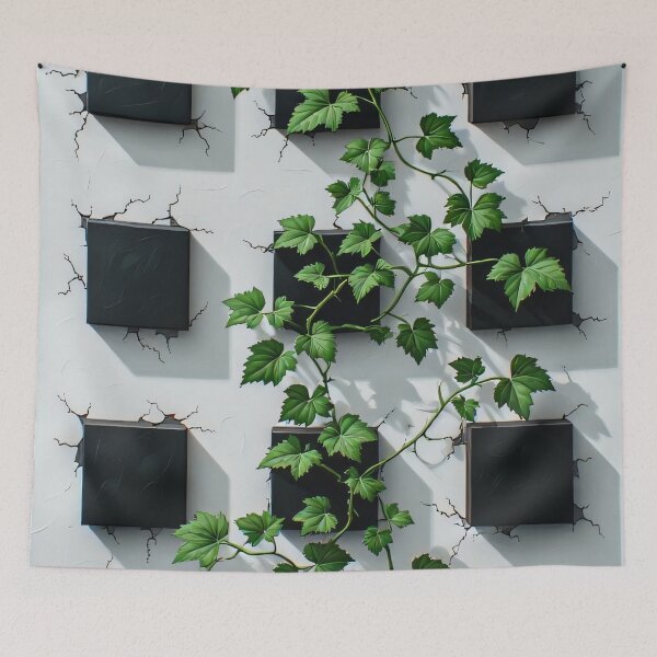 Item preview, Green ivy grows on black square tiles designed and sold by Mianku | Für das Leben.