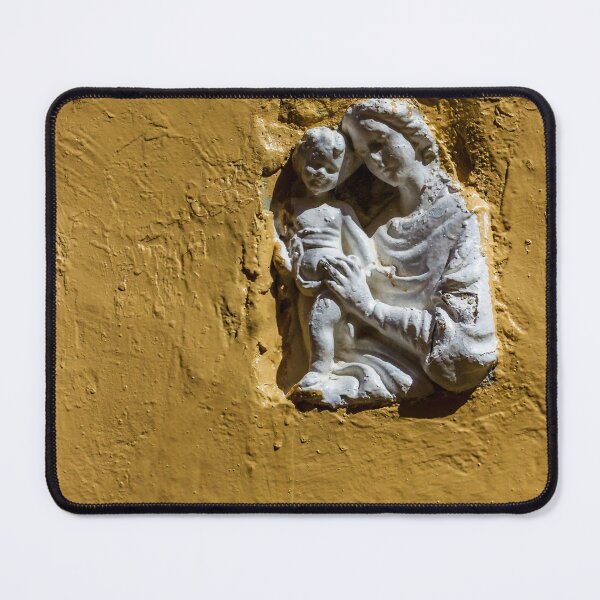 Item preview, Madonna And Child Bas-Relief Statue On Yellow Wall Symbol Of Faith And Devotion designed and sold by Nmallia.