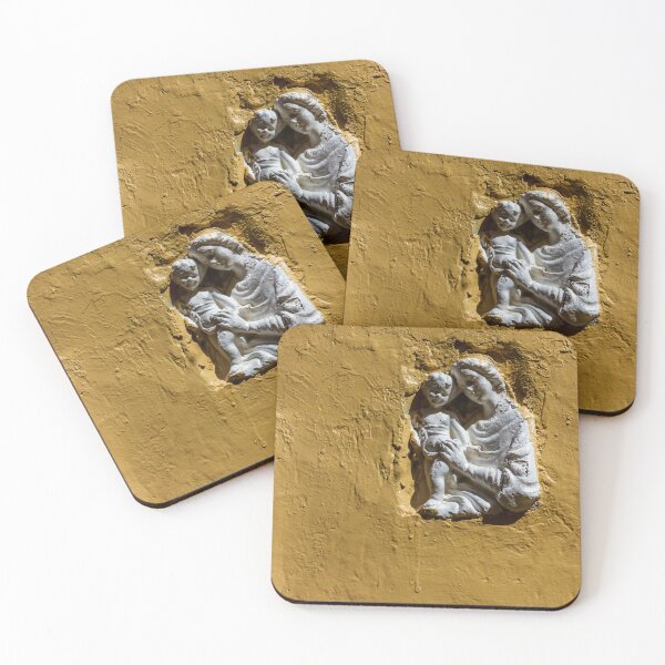 Item preview, Madonna And Child Bas-Relief Statue On Yellow Wall Symbol Of Faith And Devotion designed and sold by Nmallia.
