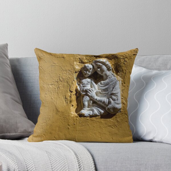 Item preview, Madonna And Child Bas-Relief Statue On Yellow Wall Symbol Of Faith And Devotion designed and sold by Nmallia.