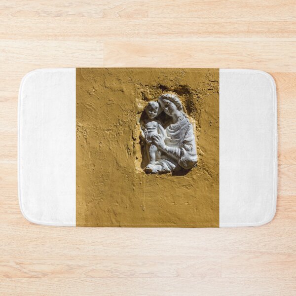 Item preview, Madonna And Child Bas-Relief Statue On Yellow Wall Symbol Of Faith And Devotion designed and sold by Nmallia.