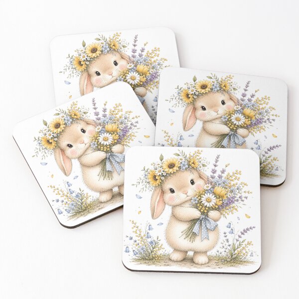 Item preview, Cute Bunny with Flower Bouquet designed and sold by PetalGarden.