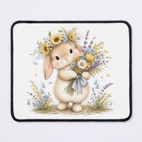 Item preview, Cute Bunny with Flower Bouquet designed and sold by PetalGarden.