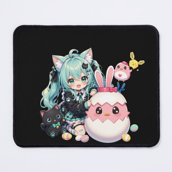 Item preview, Aqua Girl Mint Easter Egg – Anime Girl with Bunny Spring Design designed and sold by Revyra Design .