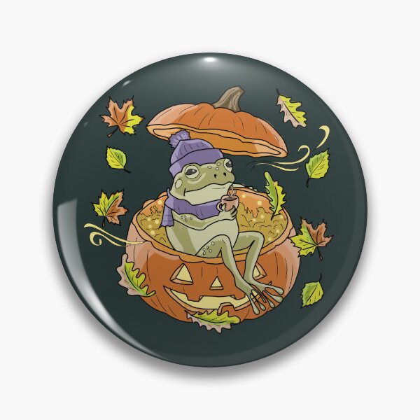 Item preview, Frog Sitting in a Autumn Pumpkin Cozy Cottagecore Halloween designed and sold by LeshanArt.