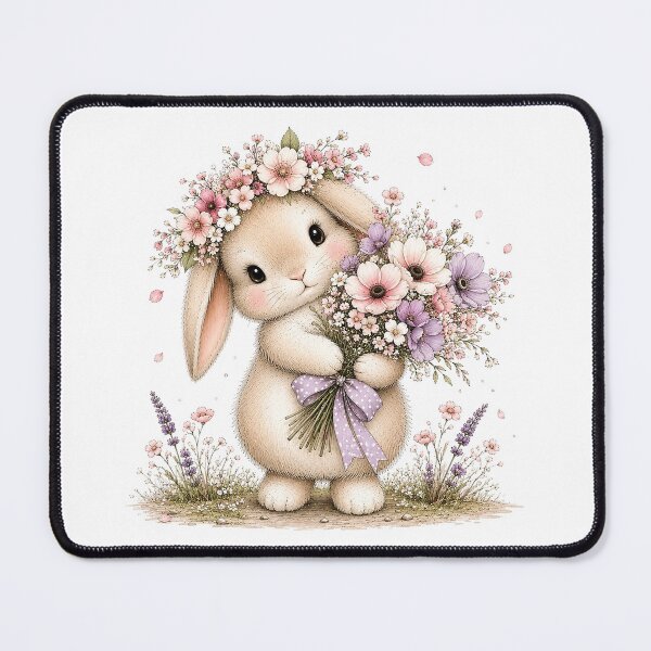 Item preview, Cute Rabbit Holding Flowers designed and sold by PetalGarden.