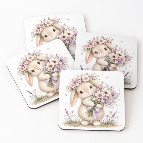Item preview, Cute Rabbit Holding Flowers designed and sold by PetalGarden.