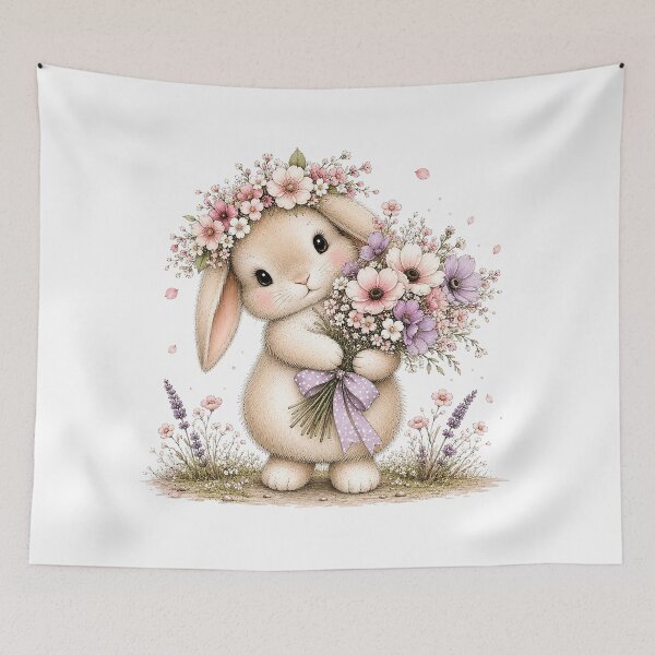 Item preview, Cute Rabbit Holding Flowers designed and sold by PetalGarden.