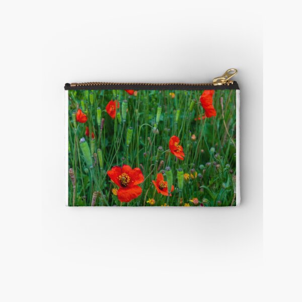 Item preview, Red Poppies And Wildflowers In A Lush Green Meadow With Seed Pods And Summer Bloom designed and sold by Nmallia.